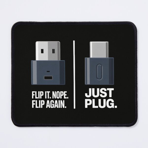 Item preview, USB Plug Humor Design with Flip Struggle vs Type-C Convenience Comparison designed and sold by SplashTastic.