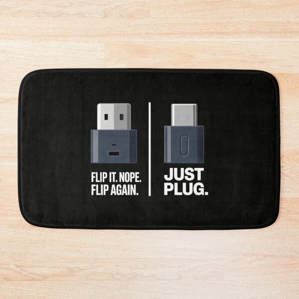 Item preview, USB Plug Humor Design with Flip Struggle vs Type-C Convenience Comparison designed and sold by SplashTastic.