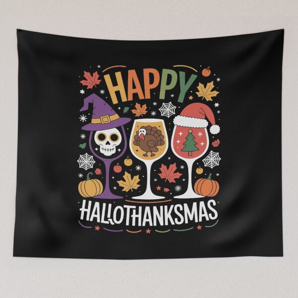 Item preview, Happy Hallothanksmas Funny Halloween Thanksgiving Christmas 4  designed and sold by InspiredFoul.