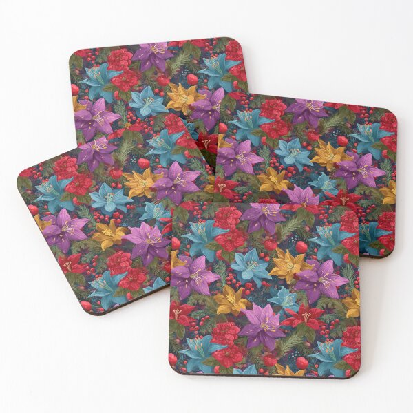 Item preview, Festive Colorful Botanical Pattern designed and sold by Jirka Svetlik, Studio Illuvision.