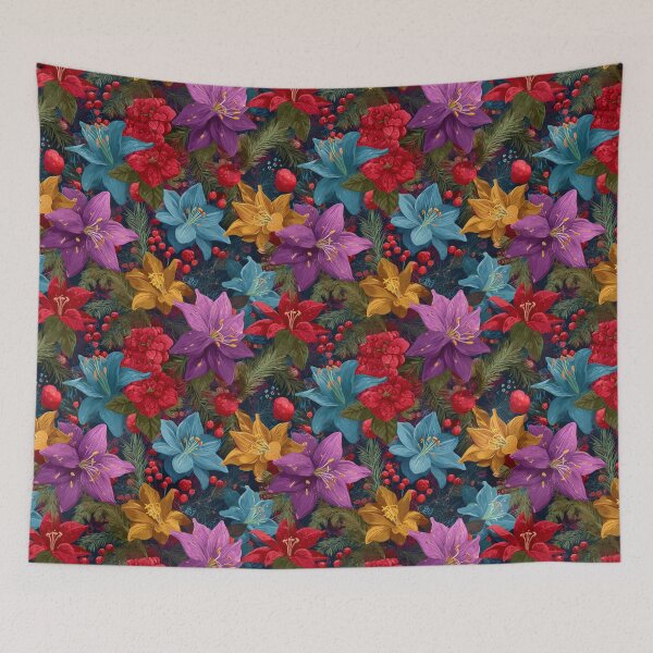 Item preview, Festive Colorful Botanical Pattern designed and sold by Jirka Svetlik, Studio Illuvision.
