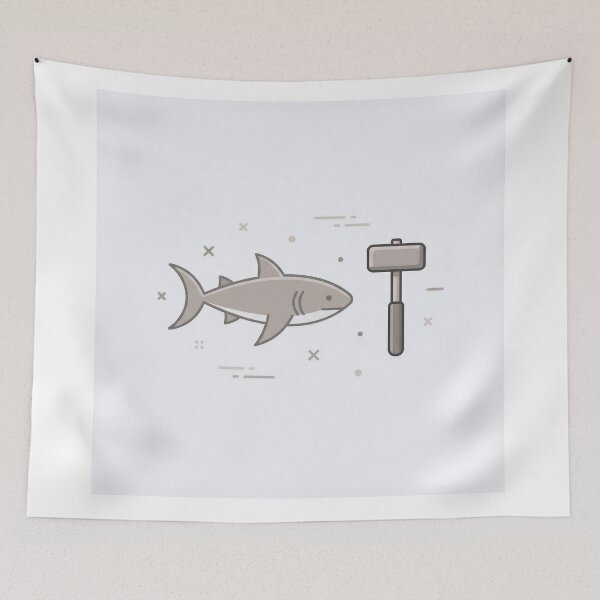 Item preview, Hammerhead Shark Pun Art – Cute & Funny Shark Hammer Meme Illustration designed and sold by AbstractAuraArt.