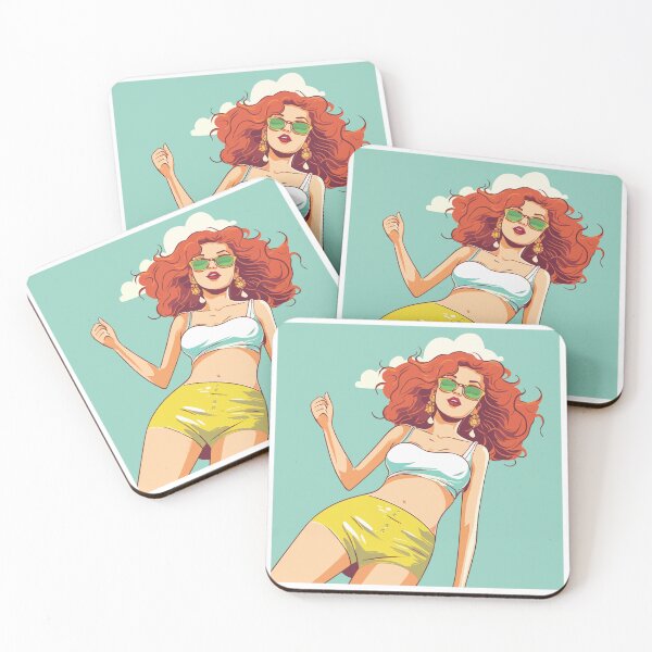 Item preview, Sexy young woman wearing shorts at the beach designed and sold by y-a-y.