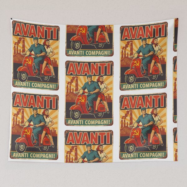 Item preview, FORWARD COMMUNISTS AND FACTORIES OLD TIN SIGN designed and sold by infinitearte.