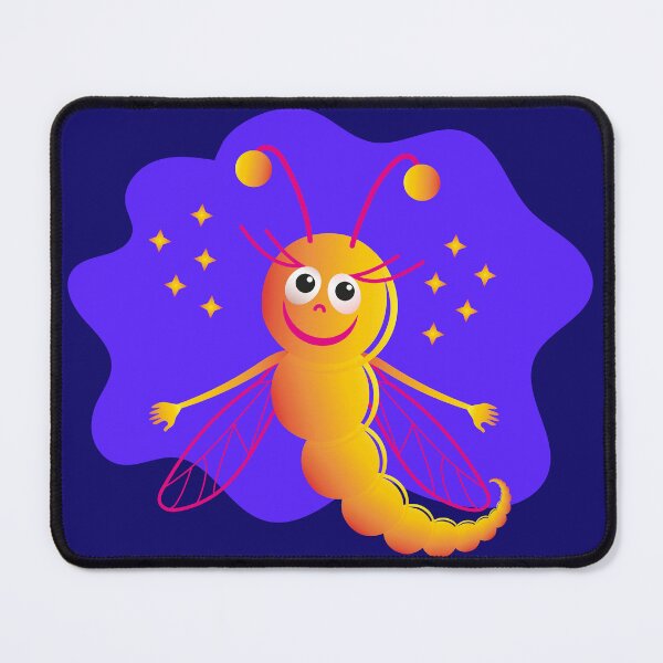 Item preview, Cheerful cartoon caterpillar with wings. Butterfly in the background designed and sold by ZorianArt.