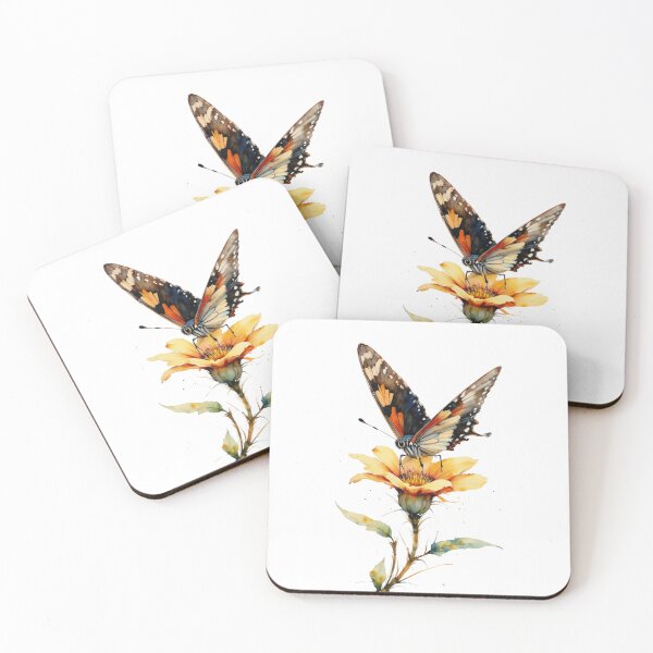 Item preview, Watercolor butterfly on a flower designed and sold by VanillaVicArt.