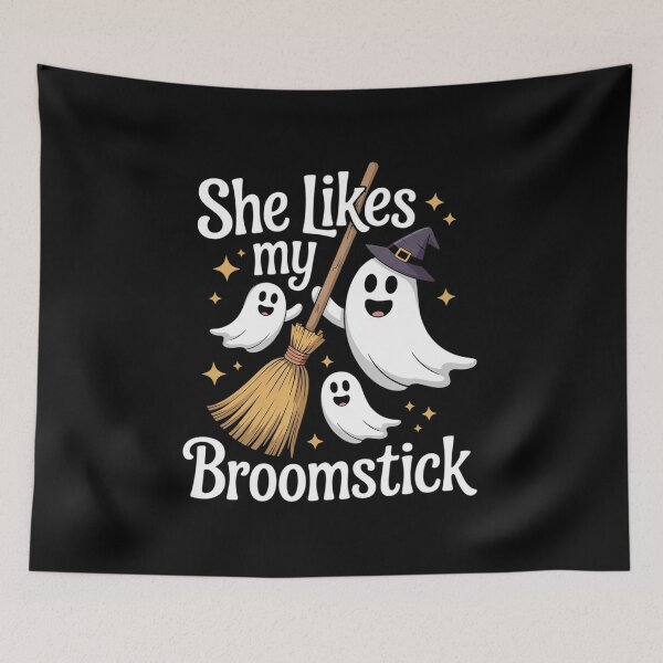 Item preview, She Likes My Broomstick I Love Her Pumpkins Couple Halloween  designed and sold by KotexTemu.