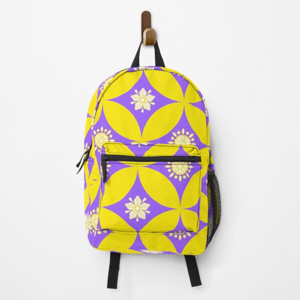 Aperçu de l'œuvre Motif mandala floral jaune et violet éclatant créée et vendue par Modular Prints.