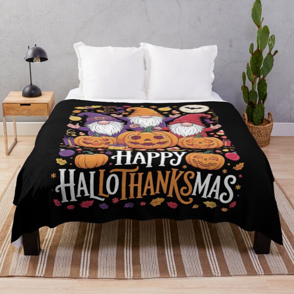 Item preview, HAPPY HALLOTHANKSMAS GNOME Halloween Thanksgiving Christmas designed and sold by InspiredFoul.