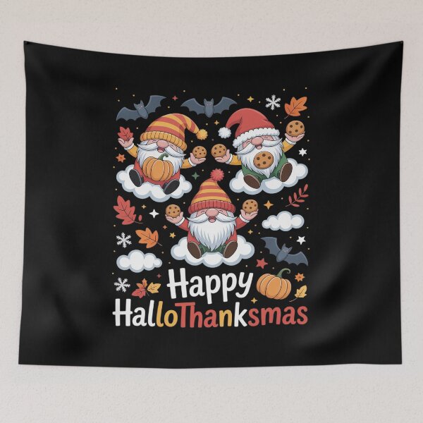 Item preview, Happy Hallothanksmas Gnome Halloween Thanksgiving Christmas  designed and sold by InspiredFoul.