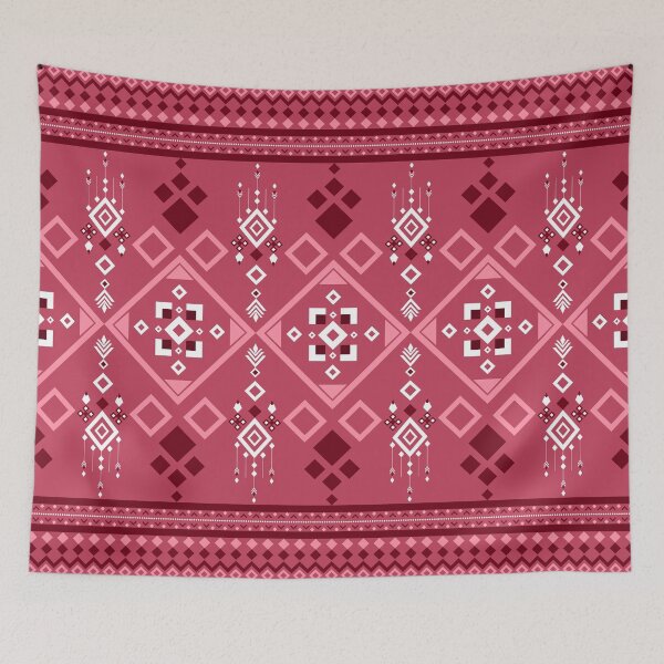 Item preview, Maroon Pink Tribal Geometric Border Pattern designed and sold by Modular Prints.