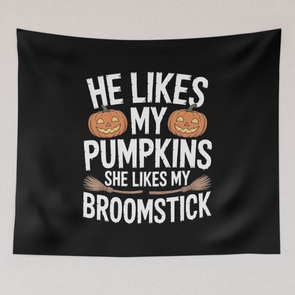 Item preview, Women He Likes My Pumpkins She Likes My Broomstick Halloween designed and sold by KotexTemu.