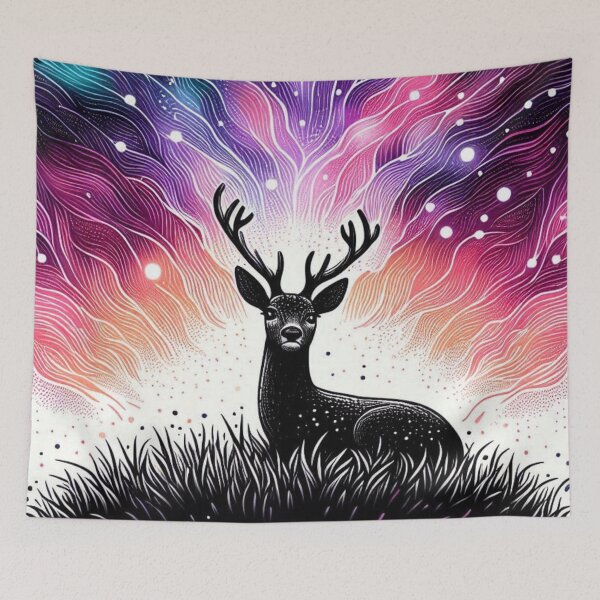 Item preview, Celestial Galaxy Roe Deer Cosmic Aurora Art designed and sold by BigBlueArt.