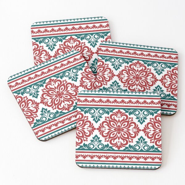 Item preview, Red and Green Ornamental Damask Border designed and sold by Modular Prints.