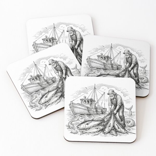 Item preview, Vintage Fisherman Boat with Big Catch Engraving designed and sold by EverBranz-stor.