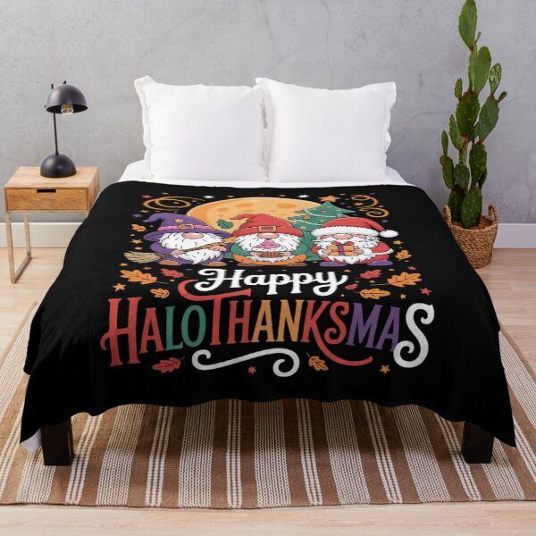 Item preview, Happy HalloThanksMas Gnomes Halloween Thanksgiving Christmas designed and sold by InspiredFoul.