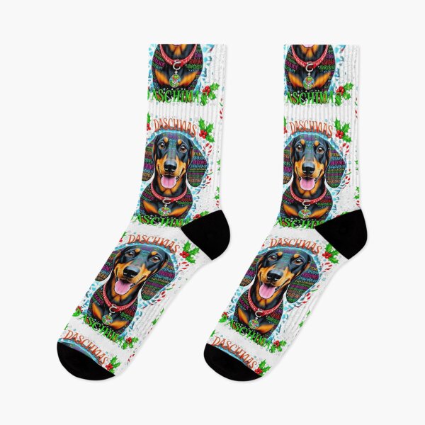 Item preview, Festive Dachshund Christmas Design – Cute Holiday Dog Illustration for Gifts & Apparel designed and sold by Sweet Dreams & Fantasia.