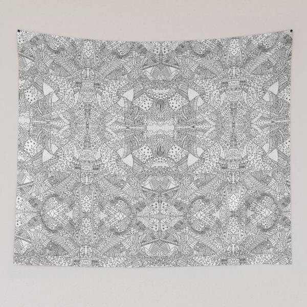 Item preview, Kaleidoscope Doodle Mandala Line Art (Monochrome) designed and sold by MiowandMolly.