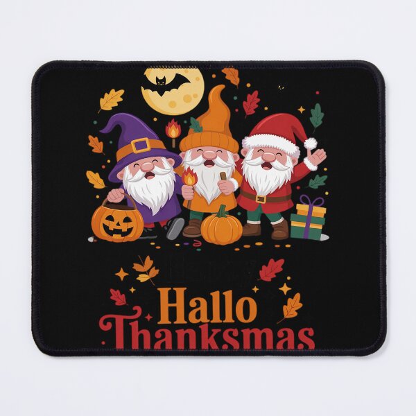 Item preview, Happy HalloThanksMas Gnomes Halloween Thanksgiving Christmas designed and sold by InspiredFoul.
