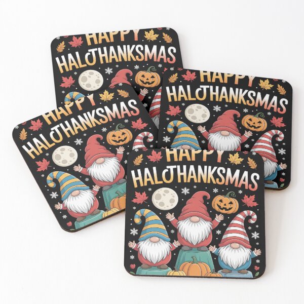 Item preview, Happy HalloThanksMas Gnomes Halloween Thanksgiving Xmas designed and sold by InspiredFoul.