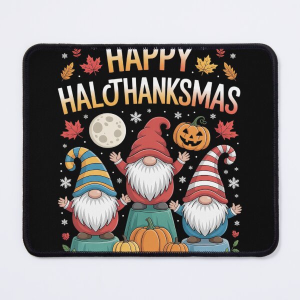 Item preview, Happy HalloThanksMas Gnomes Halloween Thanksgiving Xmas designed and sold by InspiredFoul.