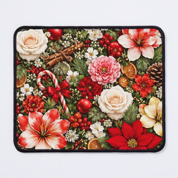 Item preview, Festive Christmas Floral Pattern – Red Poinsettia & Winter Flowers Holiday Design designed and sold by ZEYCAT.