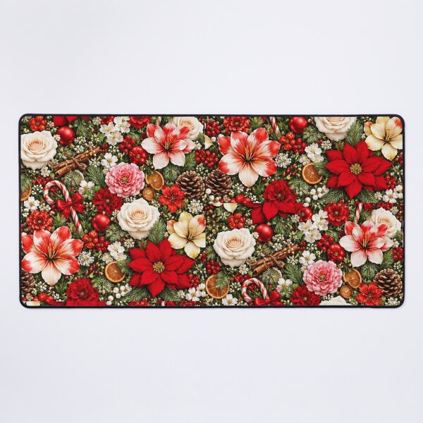 Item preview, Festive Christmas Floral Pattern – Red Poinsettia & Winter Flowers Holiday Design designed and sold by ZEYCAT.