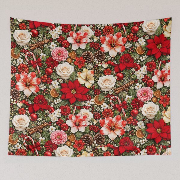 Item preview, Festive Christmas Floral Pattern – Red Poinsettia & Winter Flowers Holiday Design designed and sold by ZEYCAT.