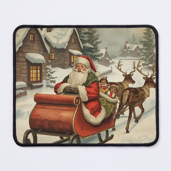 Item preview, Vintage Victorian Santa Claus Sleigh Ride | Old Fashioned Winter Village Christmas Art | Antique Father Christmas and Reindeer designed and sold by kinany00.