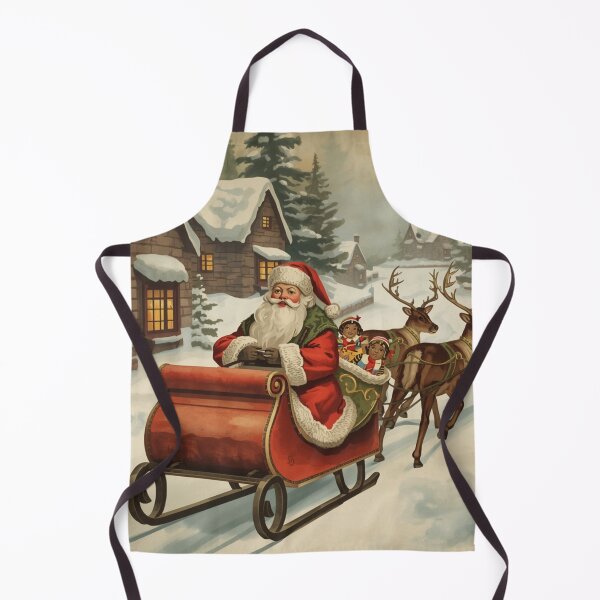 Item preview, Vintage Victorian Santa Claus Sleigh Ride | Old Fashioned Winter Village Christmas Art | Antique Father Christmas and Reindeer designed and sold by kinany00.