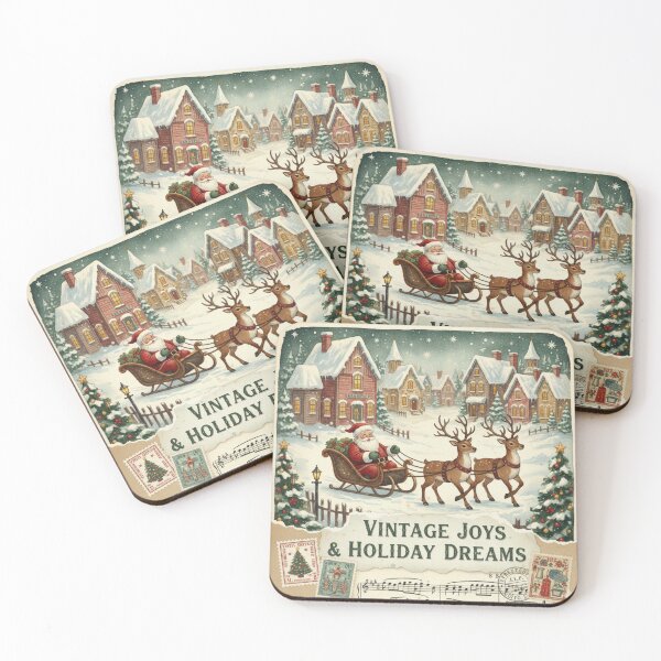 Item preview, Vintage Victorian Santa Claus Sleigh Ride | Old Fashioned Winter Village Christmas Art | Antique Father Christmas and Reindeer designed and sold by kinany00.