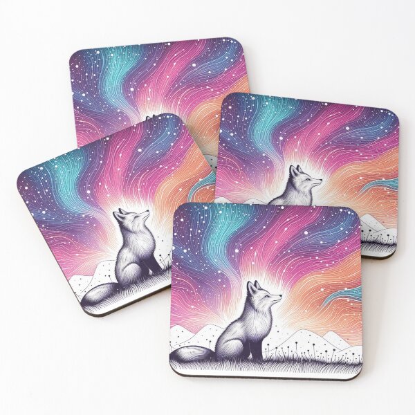 Item preview, Celestial Galaxy Fox Under Aurora Sky designed and sold by BigBlueArt.