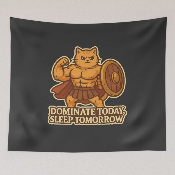 Item preview, Powerful Gladiator Cat Illustration designed and sold by Pixostick.