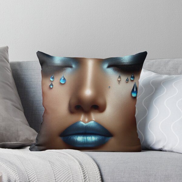 Item preview, Glamorous woman's face with blue lips designed and sold by BenCoStyle.