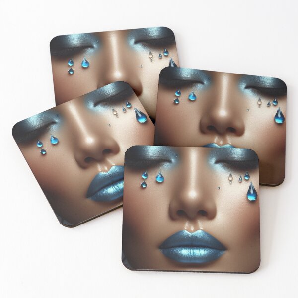 Item preview, Glamorous woman's face with blue lips designed and sold by BenCoStyle.