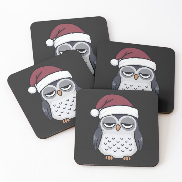 Item preview, Sleep-Deprived Owl in Santa Hat | Funny Minimal Christmas Owl designed and sold by ColorSplash123.
