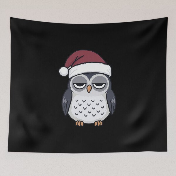 Item preview, Sleep-Deprived Owl in Santa Hat | Funny Minimal Christmas Owl designed and sold by ColorSplash123.