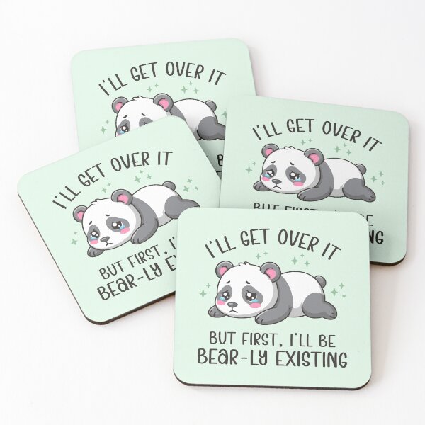 Item preview, I’ll Get Over It But First I’ll Be Bear-ly Existing - Cute Sad Panda Pun Art designed and sold by Brogress Project.