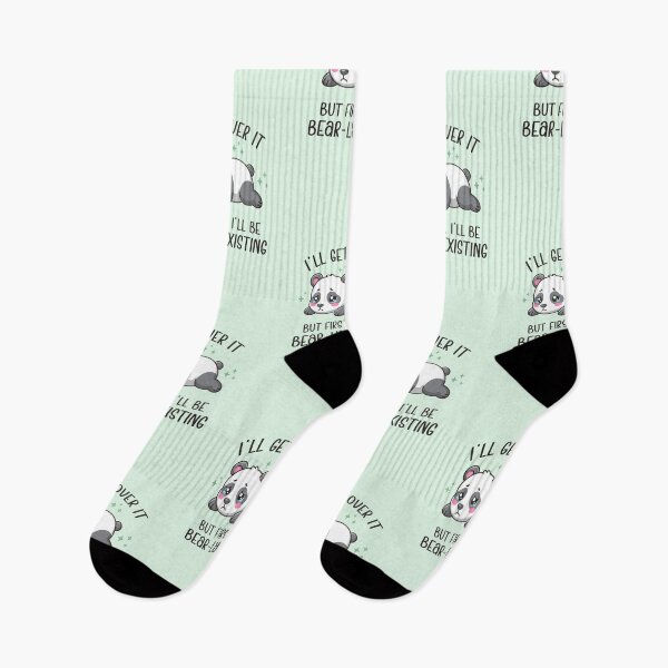 Item preview, I’ll Get Over It But First I’ll Be Bear-ly Existing - Cute Sad Panda Pun Art designed and sold by Brogress Project.