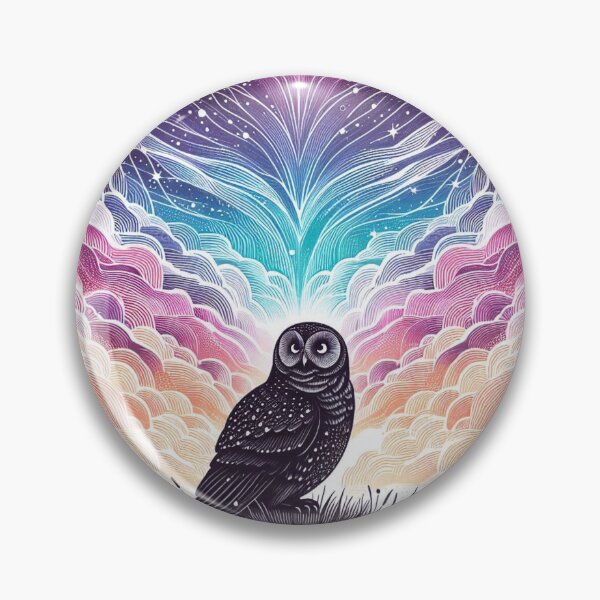 Item preview, Celestial Galaxy Owl Under Aurora Sky designed and sold by BigBlueArt.