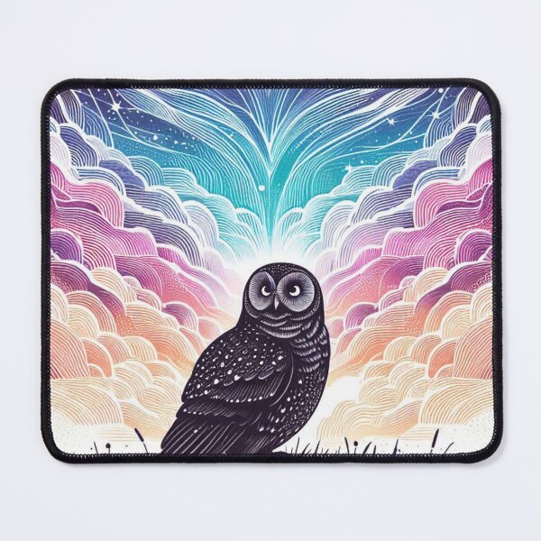 Item preview, Celestial Galaxy Owl Under Aurora Sky designed and sold by BigBlueArt.
