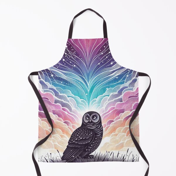 Item preview, Celestial Galaxy Owl Under Aurora Sky designed and sold by BigBlueArt.