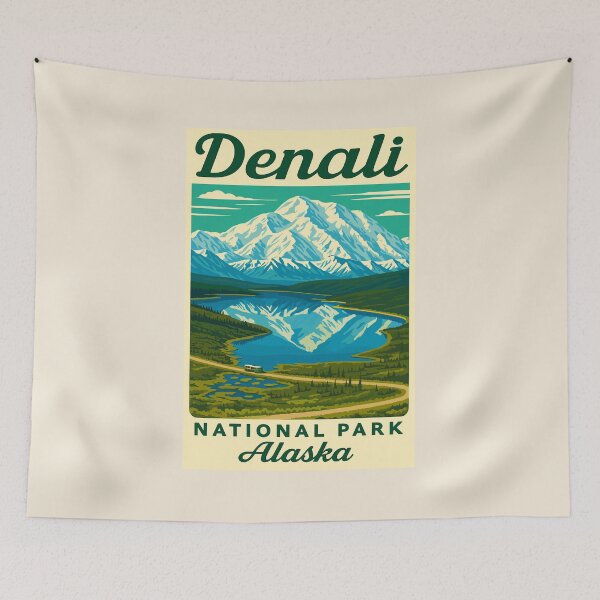 Item preview, Denali National Park Retro Mountain Wilderness designed and sold by Gideon Emmerich.