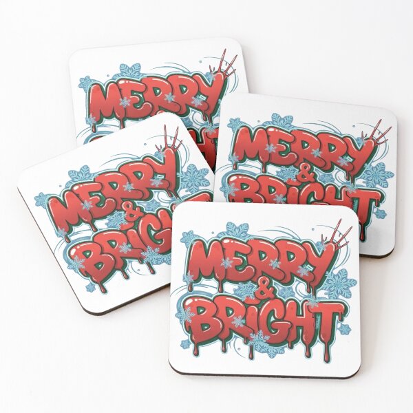 Item preview, MERRY & BRIGHT" Bubble Graffiti Christmas T-Shirt Design designed and sold by VandalMuse.