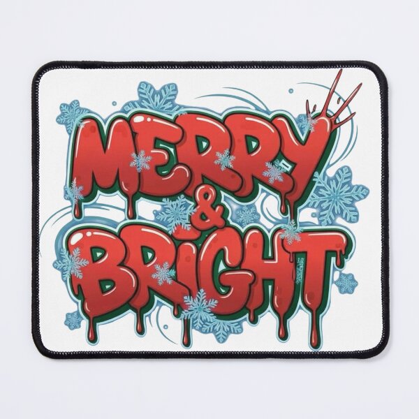 Item preview, MERRY & BRIGHT" Bubble Graffiti Christmas T-Shirt Design designed and sold by VandalMuse.