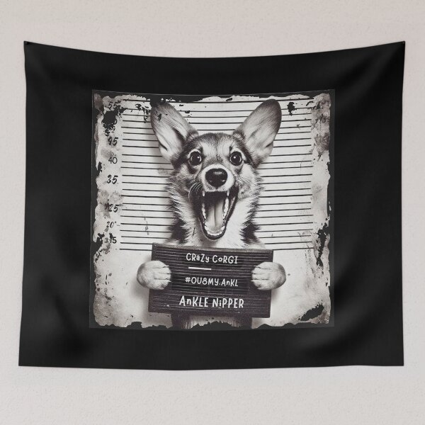 Item preview, Funny Corgi Mugshot – “Ankle Nipper” Pembroke Corgi Prison Graphic designed and sold by Kmcantley.