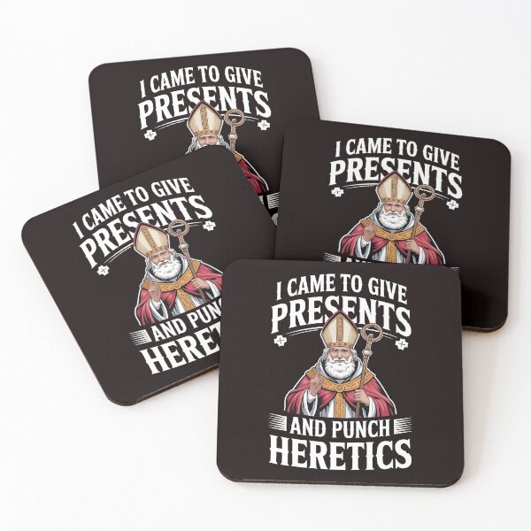 Item preview, I Came to Give Presents and Punch Heretics – St Nicholas Catholic Christmas Humor designed and sold by Redgiant87x.