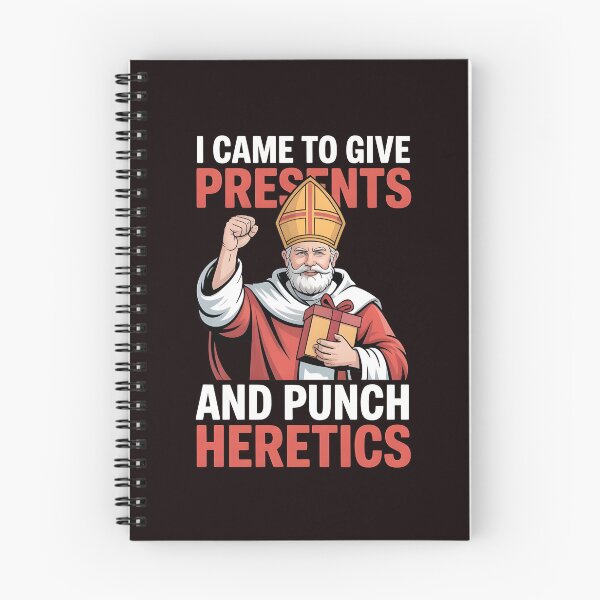 Item preview, I Came to Give Presents and Punch Heretics – Catholic Christmas Humor Design designed and sold by Redgiant87x.