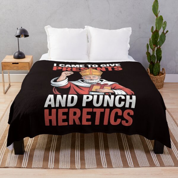 Item preview, I Came to Give Presents and Punch Heretics – Catholic Christmas Humor Design designed and sold by Redgiant87x.