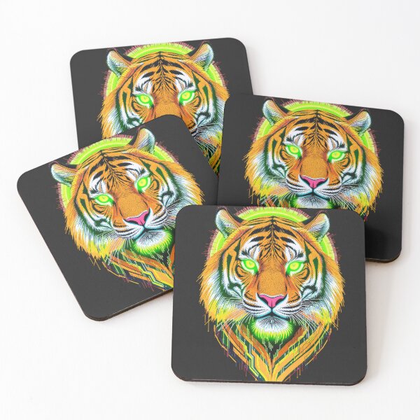 Item preview, Neon Tiger with Circuit Stripes | Futuristic Tech Tiger Vector Art designed and sold by ColorSplash123.